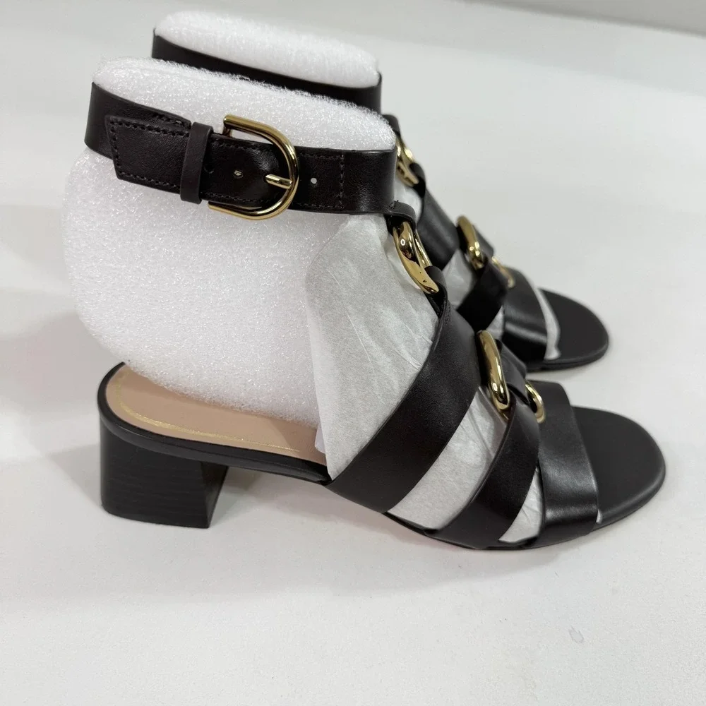 Cole Haan Lyanna Sandals Shoes Womens Size 5 Brown Leather Ankle Strap Heel